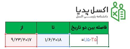 تاریخ در اکسل - محاسبه اختلاف دو تاریخ