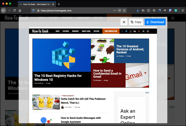 فایر فاکس اسکرینشات از کل صفحه
