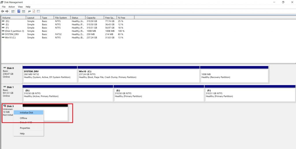 initialize درایو مجازی
